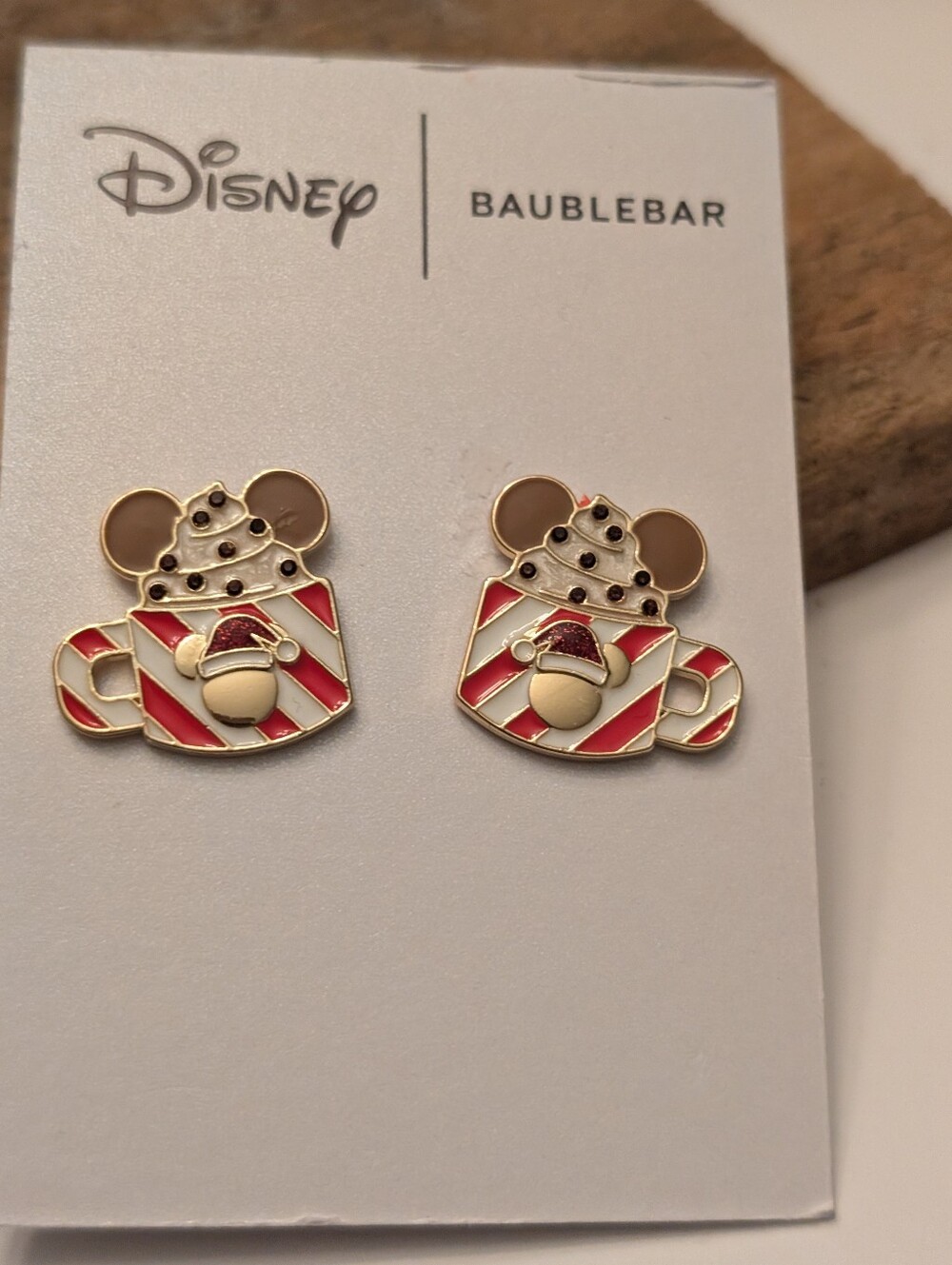 Disney x BaubleBar Red & Cream Holiday Mickey Hot Cocoa Stud Earrings